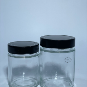 GLASS JAR WITH BLACK LID