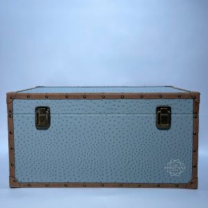 BLUE LUX OSTRICH LEATHER STORAGE TRUNK