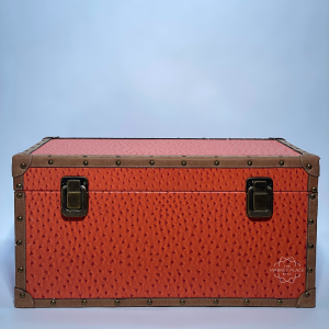 ORANGE LUX OSTRICH LEATHER STORAGE TRUNK