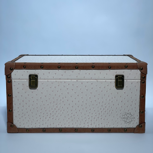 WHITE LUX OSTRICH LEATHER STORAGE TRUNK