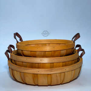ROUND STORAGE BASKET WOOD CHIP BROWN