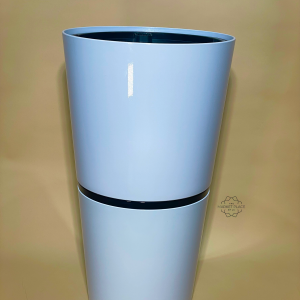 ROUND SURFACED DOUBLE LAYER WATER-ABSORBING PLASTIC PLANTER WHITE