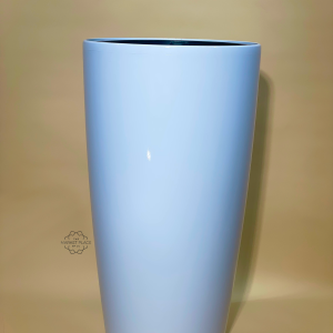 TALL CYLINDRICAL GLOSSY PLASTIC PLANTER WHITE