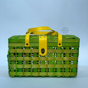 GIFT BASKET WITH WOOD CHIP GREEN (37×16×20CM)