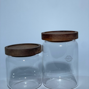 GLASS JAR WITH WOOD LID